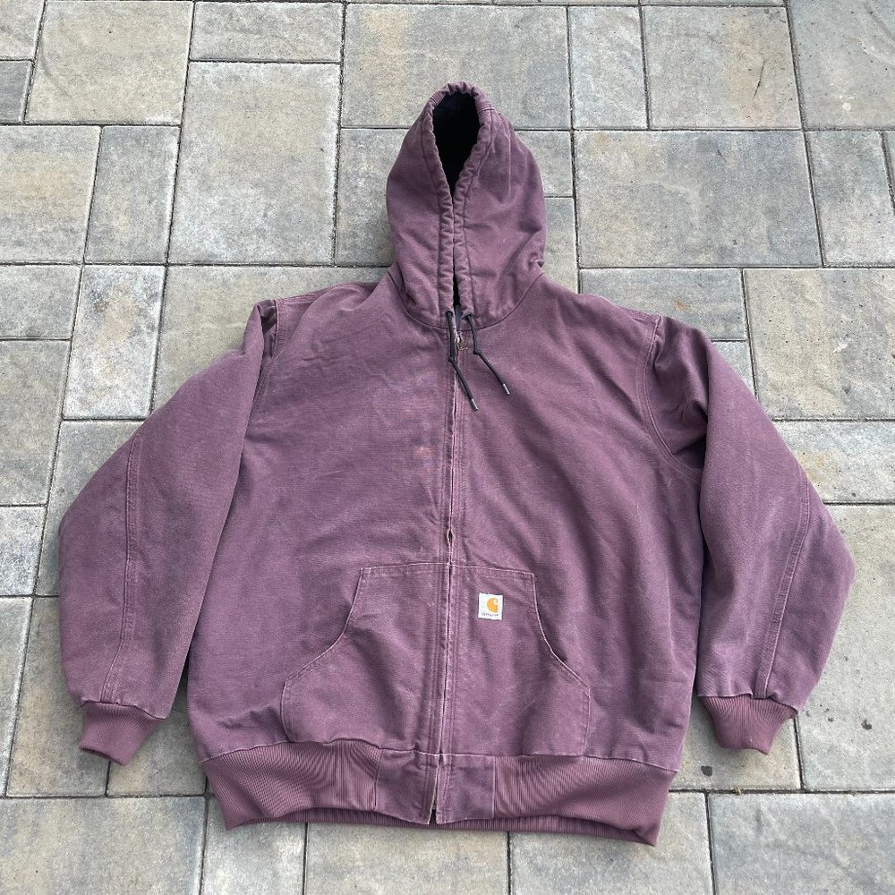 Carhartt Women's Loose Fit Washed Duck Sherpa Lined Jacket Size 2XL Blackberry